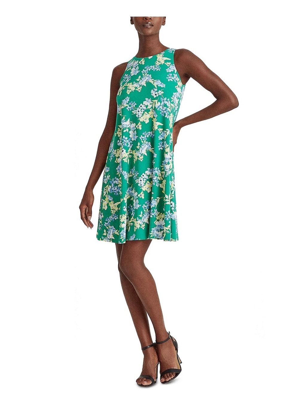 Lauren Ralph Lauren Green Floral Jersey Shift Mini Dress Botanical Cottage 6